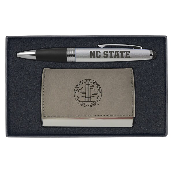 Grey Velour Business Card Holder &